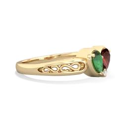 Emerald Filligree 'One Heart' 14K Yellow Gold ring R5070