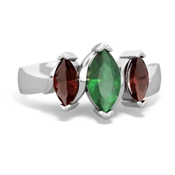 Emerald Three Peeks 14K White Gold ring R2433