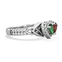 Emerald Celtic Knot Two Hearts As One 14K White Gold ring R2644HRT