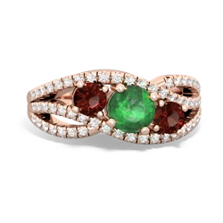 Emerald Three Stone Aurora 14K Rose Gold ring R3080