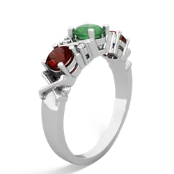 Emerald Hugs And Kisses 14K White Gold ring R5016