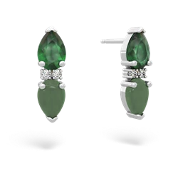 Emerald Bowtie Drop 14K White Gold earrings E0865