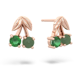 Emerald Sweet Cherries 14K Rose Gold earrings E7001