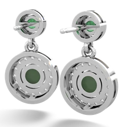 Emerald Halo Dangle 14K White Gold earrings E5319