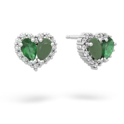 Emerald Halo 14K White Gold earrings E7008