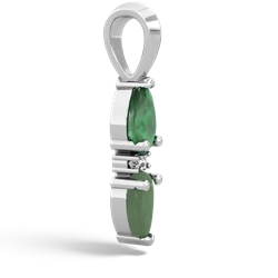 Emerald Bowtie Drop 14K White Gold pendant P0865