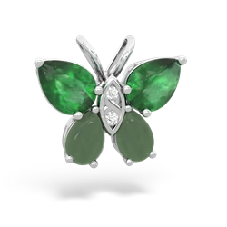 Emerald Butterfly 14K White Gold pendant P2215