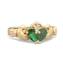 Emerald 'Our Heart' Claddagh 14K Yellow Gold ring R2388