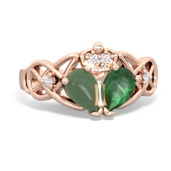 Emerald 'One Heart' Celtic Knot Claddagh 14K Rose Gold ring R5322