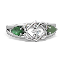 Emerald Hearts Intertwined 14K White Gold ring R5880