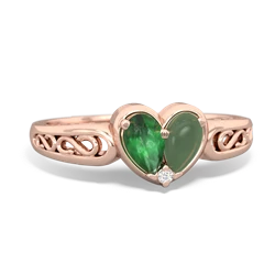 Emerald Filligree 'One Heart' 14K Rose Gold ring R5070