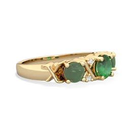 Emerald Hugs And Kisses 14K Yellow Gold ring R5016