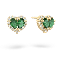 Emerald Halo 14K Yellow Gold earrings E7008