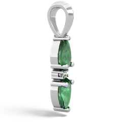 Emerald Bowtie Drop 14K White Gold pendant P0865