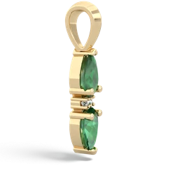 Emerald Bowtie Drop 14K Yellow Gold pendant P0865