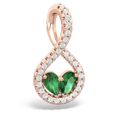 Emerald Pave Twist 'One Heart' 14K Rose Gold pendant P5360