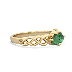 Emerald Heart To Heart Braid 14K Yellow Gold ring R5870