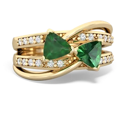 Emerald Bowtie 14K Yellow Gold ring R2360