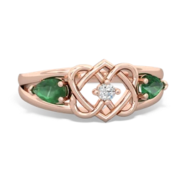 Emerald Hearts Intertwined 14K Rose Gold ring R5880