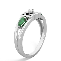 Emerald Hearts Intertwined 14K White Gold ring R5880