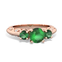 Emerald Art Deco Eternal Embrace Engagement 14K Rose Gold ring C2003