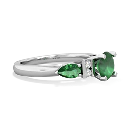 Emerald 6Mm Round Eternal Embrace Engagement 14K White Gold ring R2005