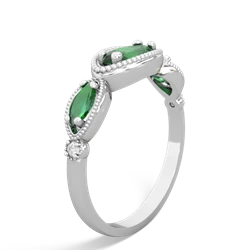 Emerald Milgrain Marquise 14K White Gold ring R5700