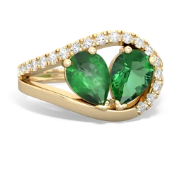 Emerald Nestled Heart Keepsake 14K Yellow Gold ring R5650