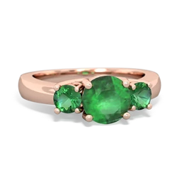 Emerald Three Stone Round Trellis 14K Rose Gold ring R4018