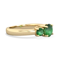 Emerald Three Stone Round Trellis 14K Yellow Gold ring R4018