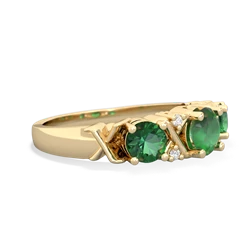 Emerald Hugs And Kisses 14K Yellow Gold ring R5016