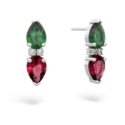 Emerald Bowtie Drop 14K White Gold earrings E0865