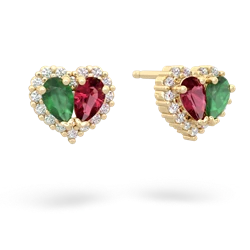 Emerald Halo 14K Yellow Gold earrings E7008