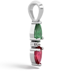 Emerald Bowtie Drop 14K White Gold pendant P0865