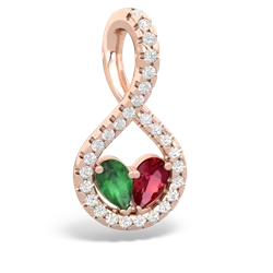 Emerald Pave Twist 'One Heart' 14K Rose Gold pendant P5360