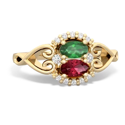 Emerald Love Nest 14K Yellow Gold ring R5860