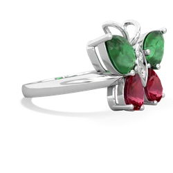 Emerald Butterfly 14K White Gold ring R2215