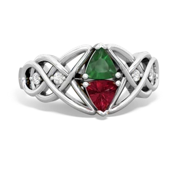 Emerald Keepsake Celtic Knot 14K White Gold ring R5300