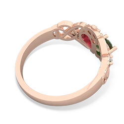 Emerald 'One Heart' Celtic Knot Claddagh 14K Rose Gold ring R5322