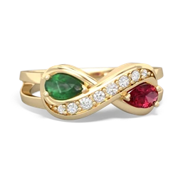 Emerald Diamond Infinity 14K Yellow Gold ring R5390