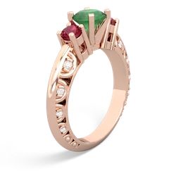 Emerald Art Deco Eternal Embrace Engagement 14K Rose Gold ring C2003