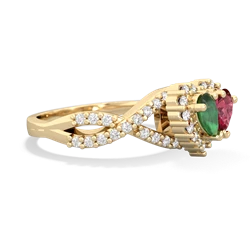 Emerald Diamond Twist 'One Heart' 14K Yellow Gold ring R2640HRT