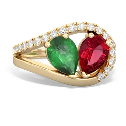 Emerald Nestled Heart Keepsake 14K Yellow Gold ring R5650