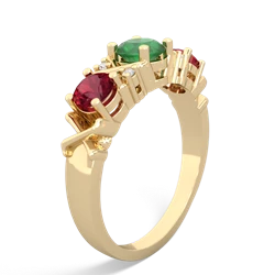 Emerald Hugs And Kisses 14K Yellow Gold ring R5016