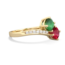 Emerald Channel Set Two Stone 14K Yellow Gold ring R5303