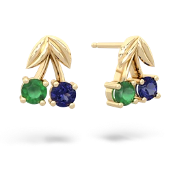 Emerald Sweet Cherries 14K Yellow Gold earrings E7001