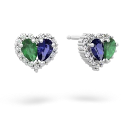 Emerald Halo 14K White Gold earrings E7008