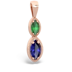 Emerald Antique-Style Halo 14K Rose Gold pendant P5700