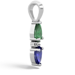 Emerald Bowtie Drop 14K White Gold pendant P0865