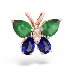 Emerald Butterfly 14K Rose Gold pendant P2215